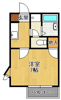 コンフォール売布(1K/1階)の間取り写真