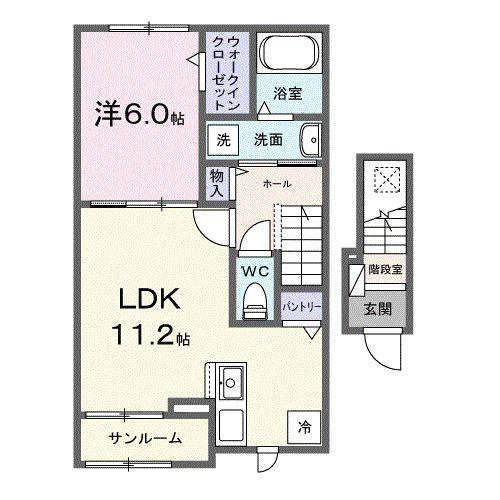 湘南シティコート(1LDK/2階)の間取り写真