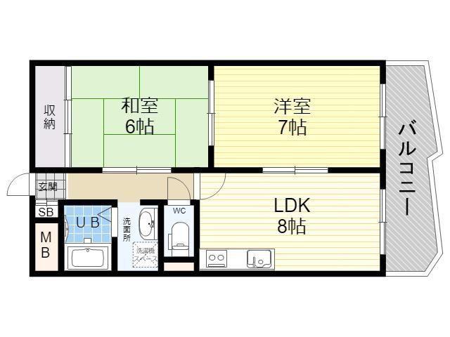 アメニティーオーク(2LDK/2階)の間取り写真