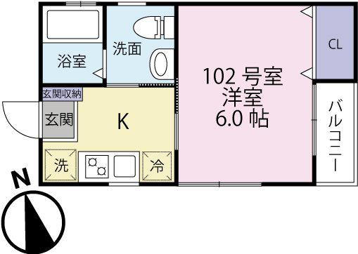 ノンナ ティー(1K/1階)の間取り写真