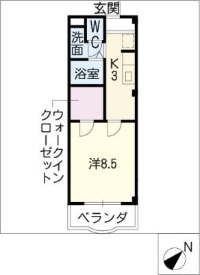 TIGAユーアイ(1K/4階)の間取り写真