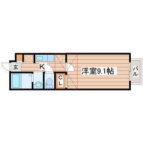 WISH荒井(1K/2階)の間取り写真