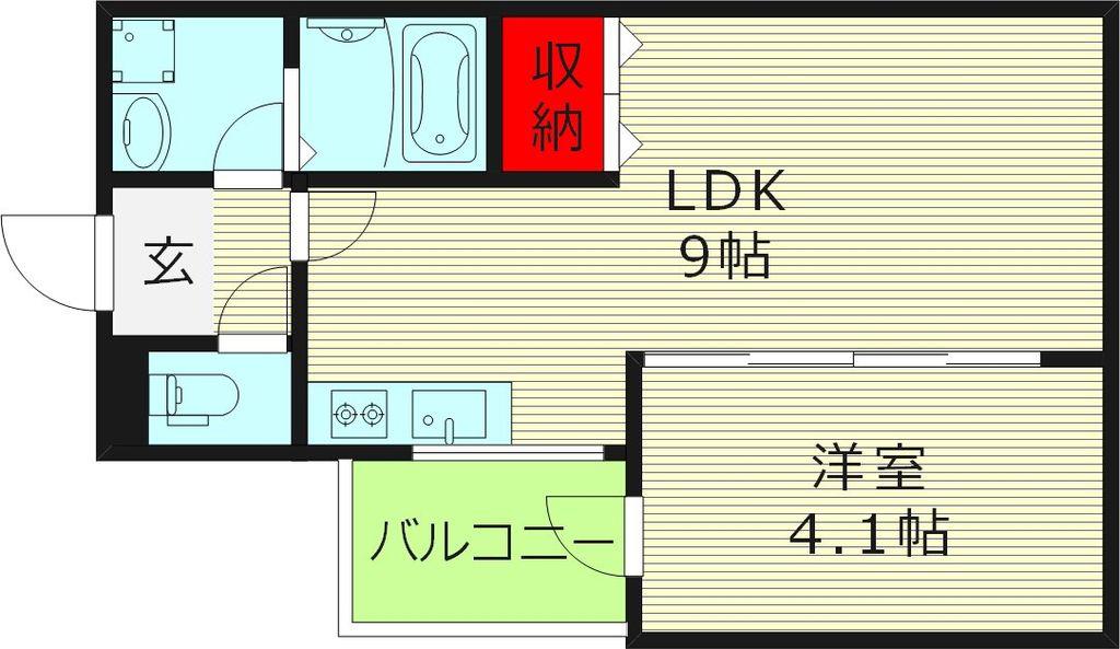 アート城北駅前(1LDK/1階)の間取り写真