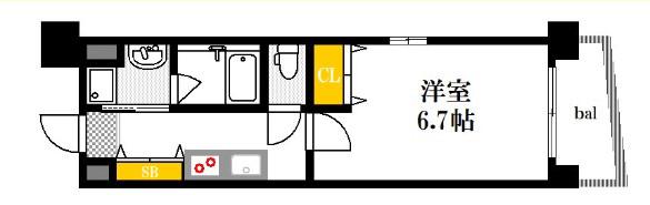 ISI BLDG FUNAIRI(1K/12階)の間取り写真
