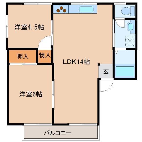 上田アーバンライフ(2LDK/1階)の間取り写真