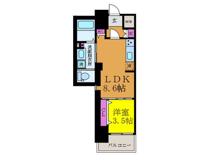 クローバー・グランツ曽根(1LDK/7階)の間取り写真