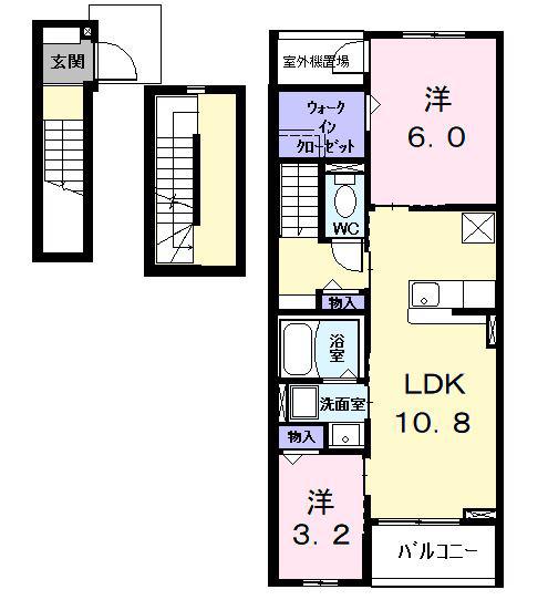 レントンハウス(2LDK/3階)の間取り写真