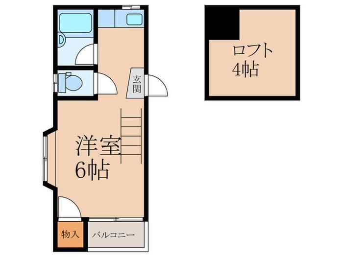 プライマリー城野(ワンルーム/2階)の間取り写真