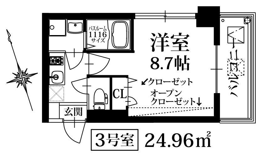 POND MUM住吉(1K/6階)の間取り写真