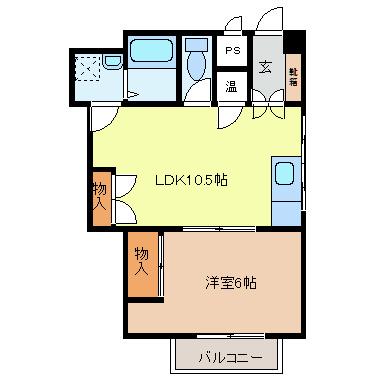 コーポパールハーバー(1LDK/2階)の間取り写真