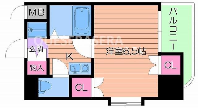 エルプラド楠風(1K/6階)の間取り写真