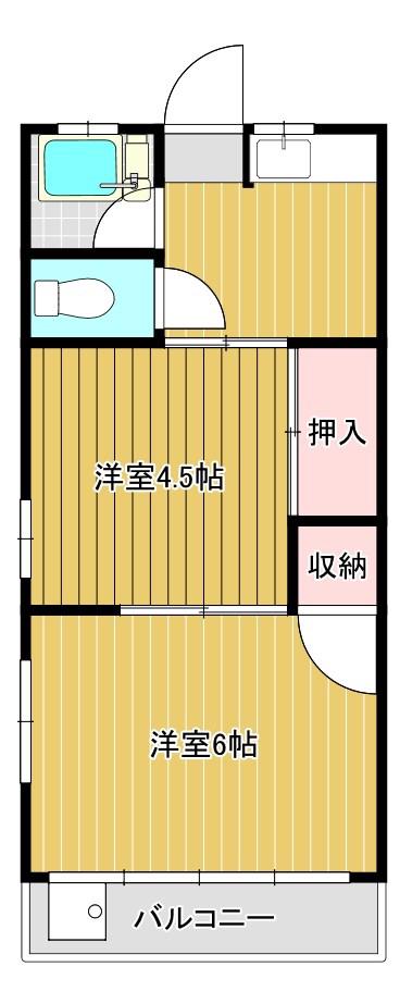 西山コーポ(2K/2階)の間取り写真