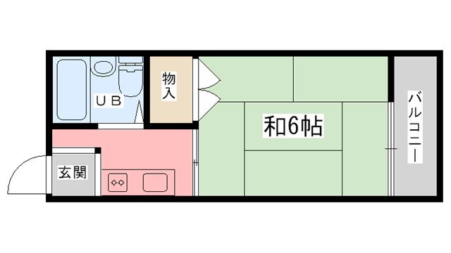 リバーサイドヴィラ姫路F棟(1K/1階)の間取り写真
