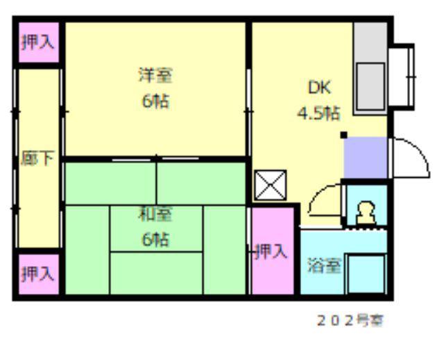 Fヴィレッジ高江(2DK/1階)の間取り写真