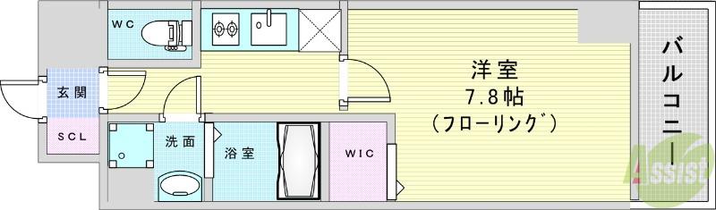 ECORO TOYONAKA(1K/8階)の間取り写真