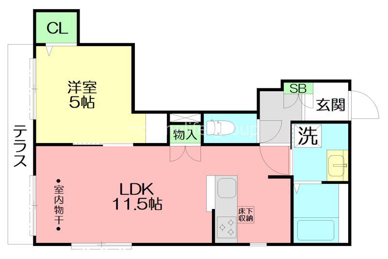 イースト COURT(1LDK/1階)の間取り写真