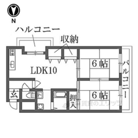 リバーサホ萬(2LDK/4階)の間取り写真