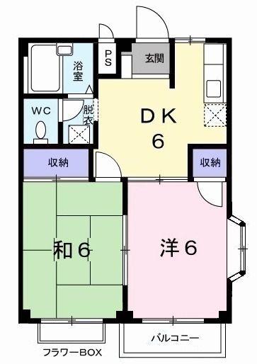 ルネッサンス立田(2DK/2階)の間取り写真