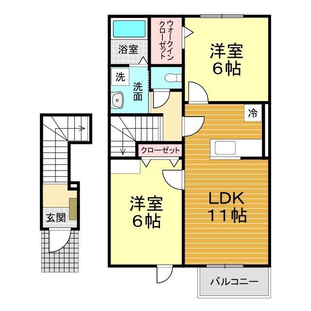 グレイスII(2LDK/2階)の間取り写真
