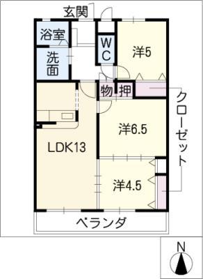 シュロス北山(3LDK/3階)の間取り写真