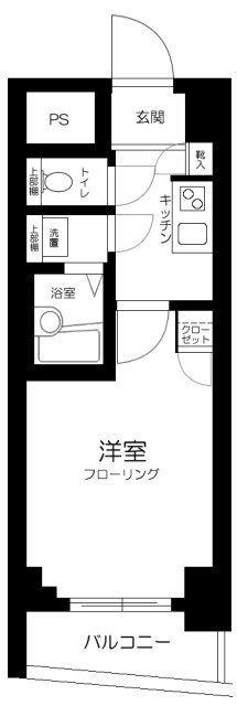 スカイコート後楽園ウエスト(1K/13階)の間取り写真