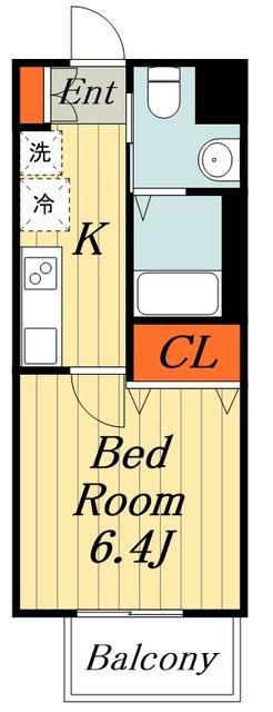 プラスコア(1K/4階)の間取り写真