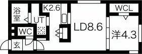 EXCEL澄川(1LDK/4階)の間取り写真