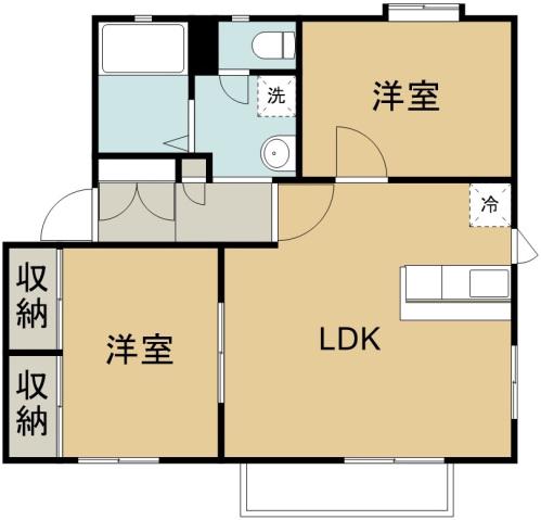 ディアス小仙波A(2LDK/1階)の間取り写真