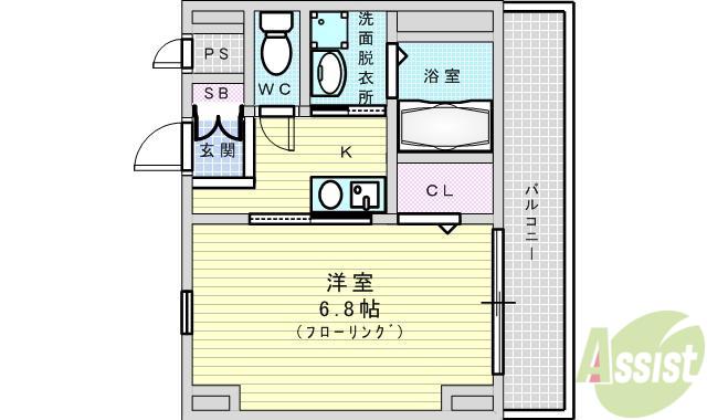 エクセル服部(1K/2階)の間取り写真