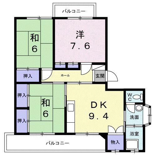サンハイツ鎌田1(3DK/1階)の間取り写真