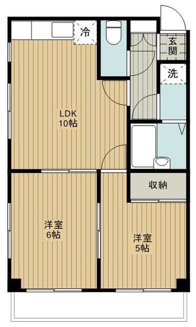 第2ハクサンハイツ(2LDK/3階)の間取り写真