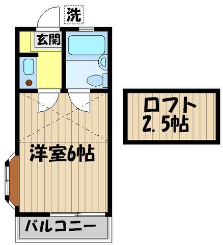 ヴィラフローラ(1K/2階)の間取り写真