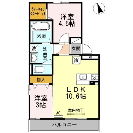 ビエント(2LDK/2階)の間取り写真