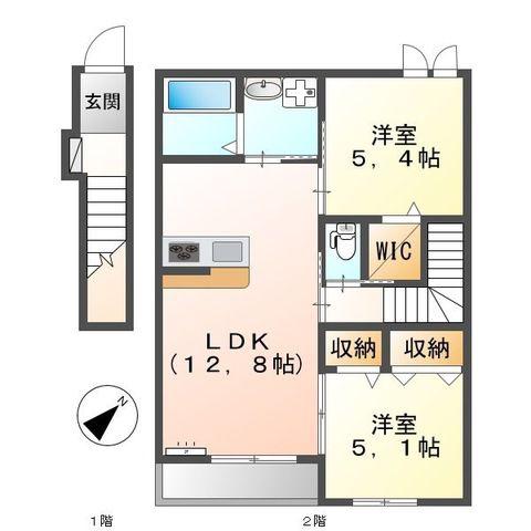 ティアレ(2LDK/2階)の間取り写真