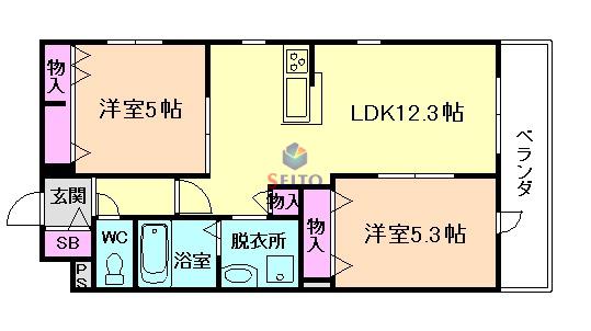 BRAWNY福島(2LDK/2階)の間取り写真