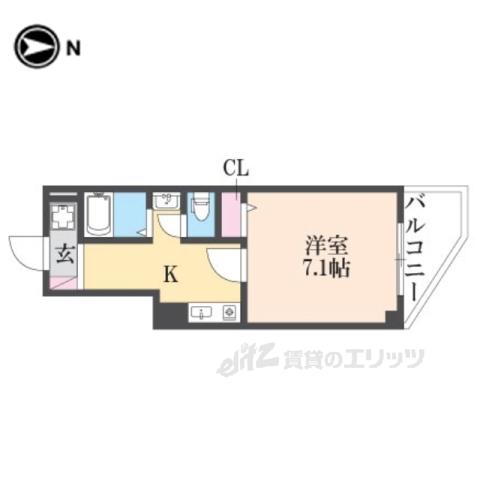 Mプラザ香里五番館(1K/7階)の間取り写真