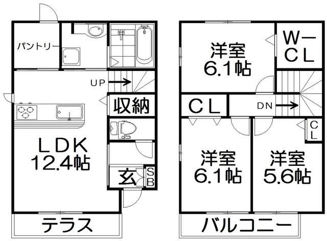 LE GRAND AMENITY HILL ウエスト(3LDK/1階)の間取り写真