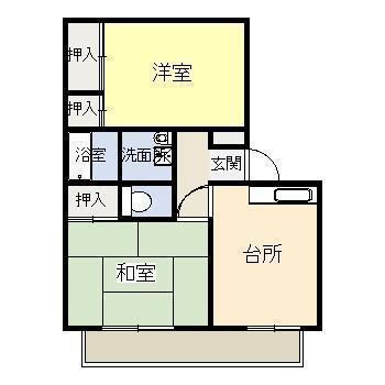 ブライトハイツ月見ヶ丘弐番館(2DK/1階)の間取り写真