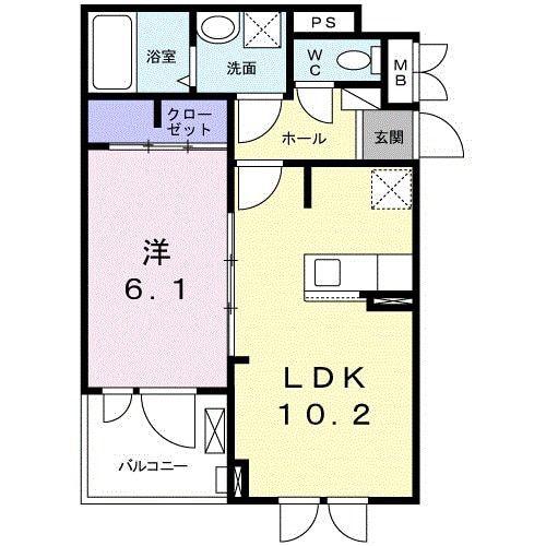 ヴィータ フェリーチェII(1LDK/3階)の間取り写真