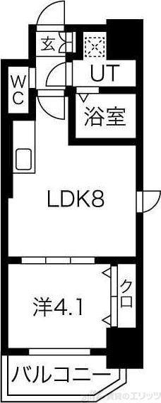 ワールドアイ大阪緑地公園(1LDK/4階)の間取り写真