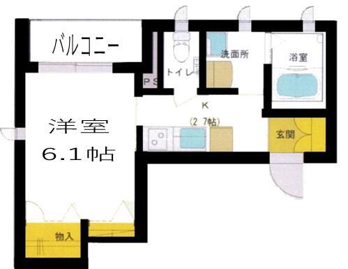 ベルフルール(1K/2階)の間取り写真
