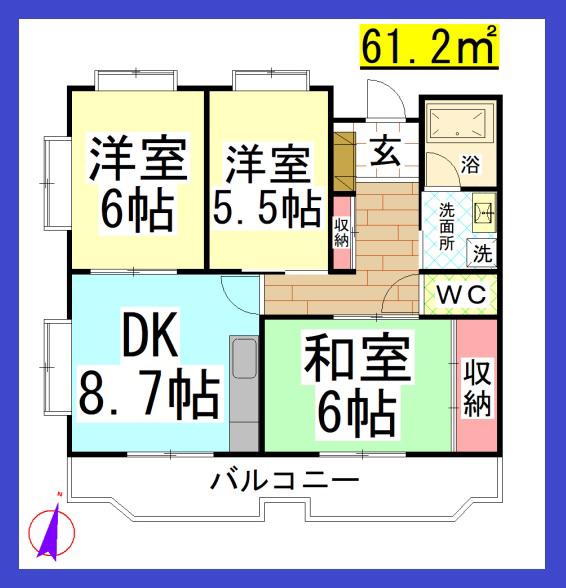 TD第2サニーハイツ(3DK/2階)の間取り写真