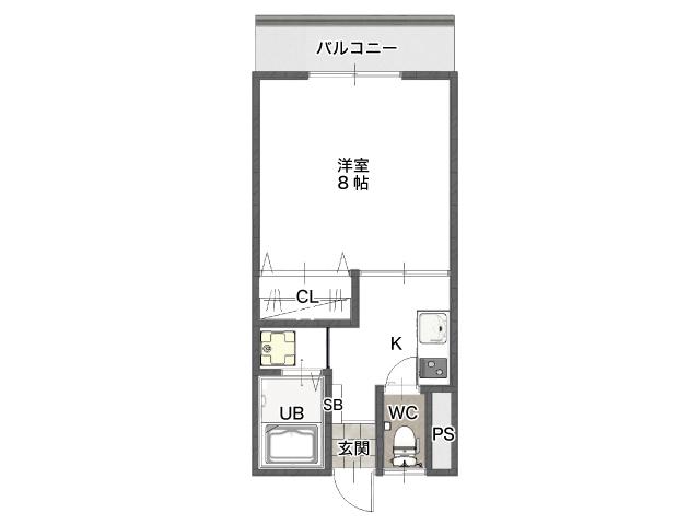 サンハイツ山田B(1K/1階)の間取り写真