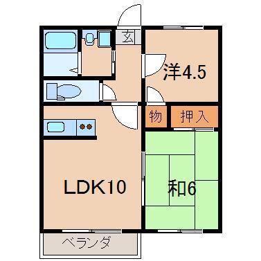 ゼルコウバ(2LDK/1階)の間取り写真