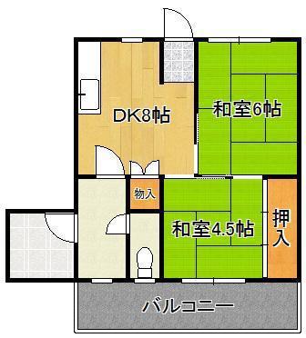 富田ハイツ(2DK/5階)の間取り写真