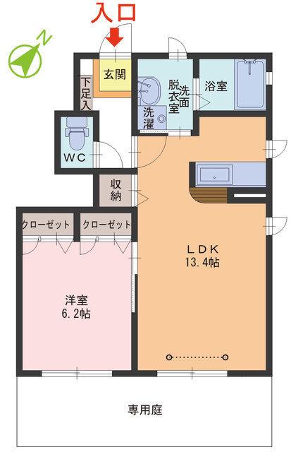 ラヴェルヴィルC・D棟(1LDK/1階)の間取り写真