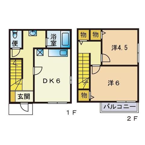 ヒューゲル美和台(2DK/1階)の間取り写真