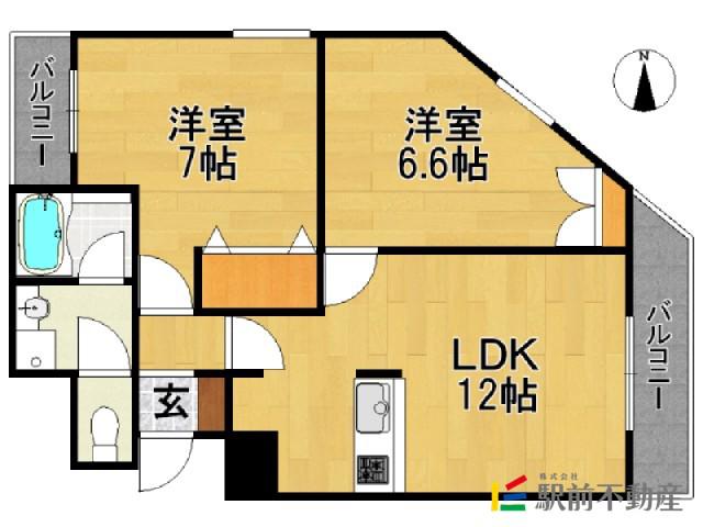 プラティーク今川(2LDK/9階)の間取り写真