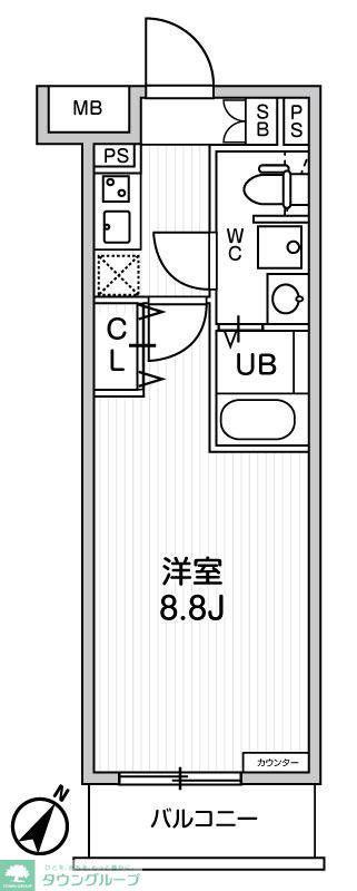 ジェノヴィア板橋本町IIIスカイガーデン(1K/4階)の間取り写真