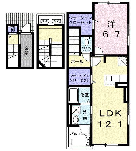 エレガンシア(1LDK/3階)の間取り写真